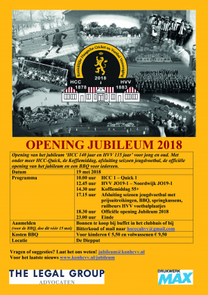 Opening Jubileum 2018 op 19 mei ... mis het niet!