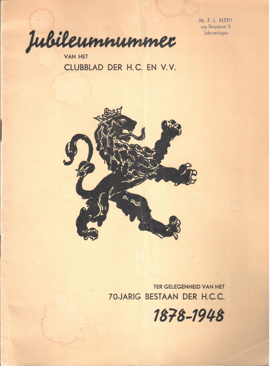 Jubileumnummer van het Clubblad der H.C. en V.V. ter gelegenheid van het 70-jarig bestaan der H.C.C. 1878-1948 