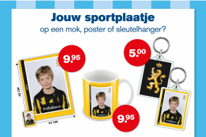 Jouw sportplaatje op een mok, poster of sleutelhanger?